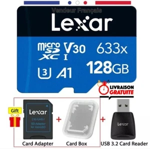Carte Mémoire Micro Lexar SD 64, 128, 256, 51 2 + 2 Adaptateurs Haute Capacité🎁 - Photo 1/15