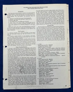 Original Sunn Test & Trouble Shooting Data w Schematic / Coliseum Lead Bass - Picture 1 of 1