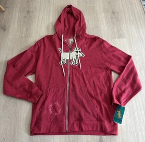 NEW Teddy The Dog Men’s Sweatshirt Full Zip Red Hoodie Jacket Size Large NWT - Picture 1 of 11