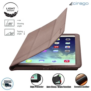Cirago Slim-Fit Genuine Leather Folding Smart Case Cover with Stand for iPad Air - Picture 1 of 6