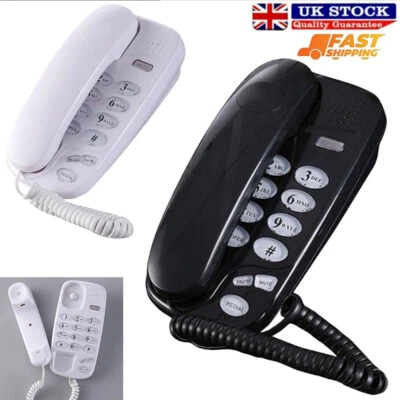 Compact Wired Telephone Wall Mounted Tabletop Home Office Corded Phone Landline - Image 1 of 4