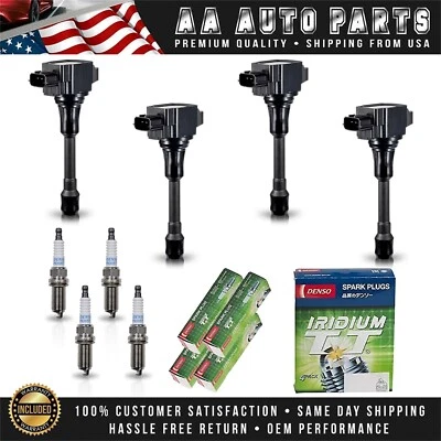 4 Ignition Coil & 4 Denso Iridium Spark Plug for Nissan Sentra 2013-2019 1.8L - Image 1 of 4