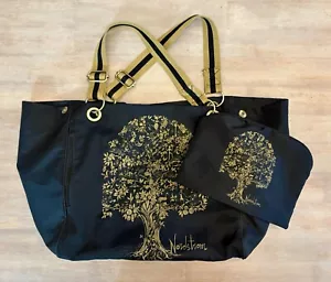 NORDSTROM TREE OF LIFE EXPANDABLE SNAP TOTE WEEKENDER TRAVEL BAG~LARGE GOLD BLK - Picture 1 of 14