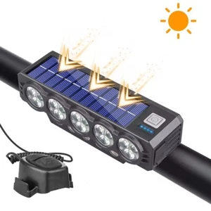 LED Fahrradlicht mit Horn Solar & USB-wiederaufladbarer Fahrrad-Scheinwerfer - Bild 1 von 9