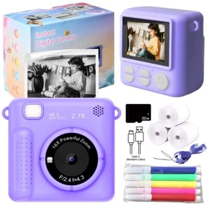 Kids Instant Print Camera Toy,2.4" Screen,1080P HD Kids Digital Camera-Purple - Picture 1 of 4