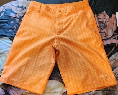 Puma- Kids Orange Cube Design Shorts- Large - Image 1 of 4
