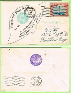 November 8 1928 Portland Oregon American Legion Week Record Air Mail Flight #C11 - Picture 1 of 1