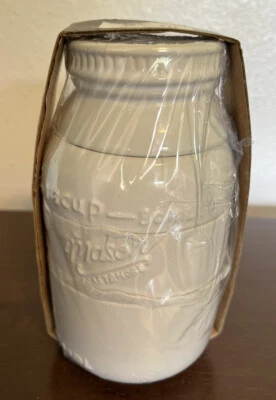 Juego de 4 vasos medidores de cerámica Mason Jar blanco NUEVO sellado cocina de campo Foto 1 de 4