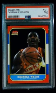 1986-87 Fleer #121 Dominique Wilkins RC Rookie Atlanta Hawks Graded PSA 7 NM - Picture 1 of 2