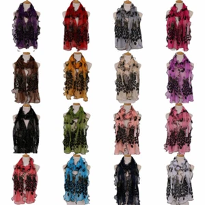 Embroidered Peacock Scarf Long Crinkle Wrap Shawl Stole Style Fashion Women _A - Picture 1 of 29