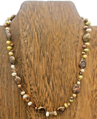 Natural Freshwater Flat Copper Brown Choker Necklace - Image 1 of 4