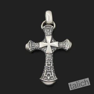 48G Heavy Thick Shiny Solid 925 Sterling Silver Cross Men's Pendant Unique Gift - Picture 1 of 10