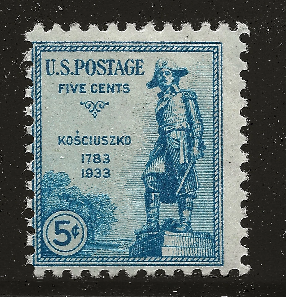 US Scott #734, Single 1933 Kosciuszko 5c FVF MNH - Image 1 of 1