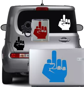 Calcomanía adhesiva de vinilo dedo medio autoadhesiva silueta coches bicicletas tazas Hel - Imagen 1 de 21
