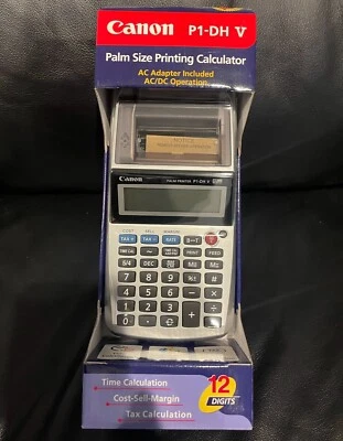 1 - Canon P1-DH V Palm Size Printing Calculator NEW In Box 12 Digits AC/DC - Image 1 of 3