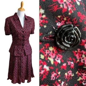 Vintage Y2K Danny & Nicole Floral Peplum Blouse with and Midi Aline Skirt Set 14 - Picture 1 of 15