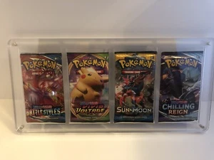 🔥 Pokemon Acrílico 4 Booster Pack Marco Vitrina Cerraduras Magnéticas Resistente 🔥 - Imagen 1 de 4