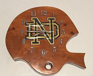 Vintage Handmade Notre Dame Football Wood Wall Helmet Clock ManCave Works 12x10”