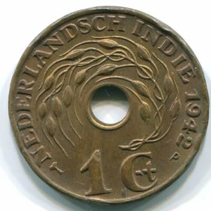 1 CENT 1942 NETHERLANDS EAST INDIES INDONESIA Bronze Colonial Coin #S10313C - Picture 1 of 3