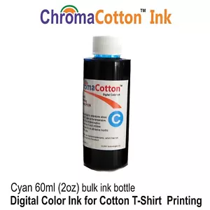 1 BOTTIGLIA RICARICA INCHIOSTRO COLORE CIANO STAMPANTE A GETTO D'INCHIOSTRO STAMPA COTONE T-SHIRT 60ml. - Foto 1 di 1