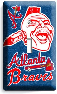 ATLANTA BRAVES MLB BASEBALL SINGLE LIGHT SWITCH PLATE GAME TV BOYS ROOM MAN CAVE - Picture 1 of 1