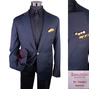 RAVAZZOLO Loro Piana 150's Wool Gold Buttons Sport Coat 46R Jacket Blazer Navy - Picture 1 of 15