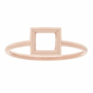 14k Rose Gold Bright Polished Open Polygon Square Slim Stackable Ring Size 7 - Picture 1 of 3