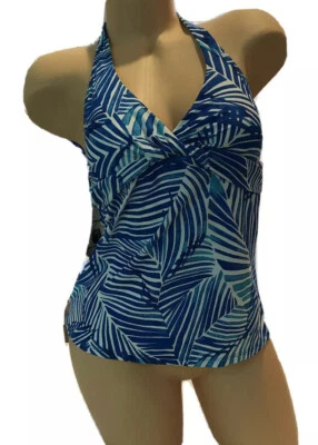 Chaps Ralph Lauren танкини женщин Marina тропический лист с бретелью через шею новый с Ярлыками $44 размер 8 - Изображение 1 из 2