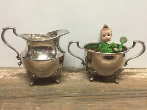 Poole Silver Company 2500 alte englische Stil Milchkännchen mit Fuß & offene Zuckerdose - Bild 1 von 9