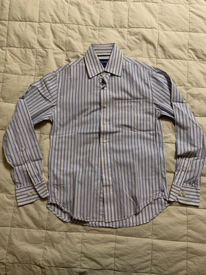 Camisa de vestir American Eagle para hombre extra pequeña a rayas azules y blancas  Foto 1 de 2