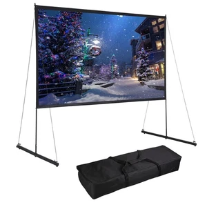 100" Portable Projector Screen Stand 16:9 Movie Projection Ourdoor Yard Camping - Picture 1 of 10