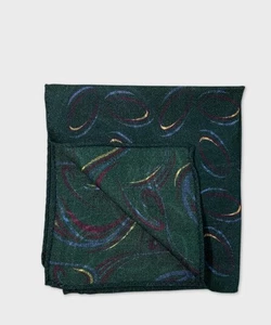 Arcuri pochette da taschino, double face, lana e seta, fantasia ellittica verde  - Foto 1 di 2