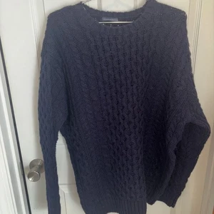Brandy Melville Winona Pullover Damen Einheitsgröße blau schwere Wolle Zopfmuster - Bild 1 von 5