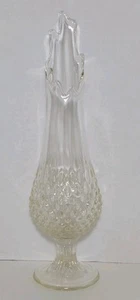 Vintage Fenton Clear Glass Swung Vase Hobnail Pedestal Mid Century - Picture 1 of 18