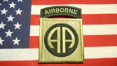82ND AIRBORNE DIVISION OCP SSI PATCH BLACK TAB W/HOOK FASTENERS - Image 1 of 2