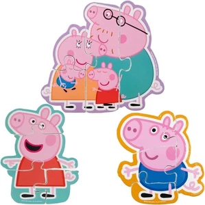 Peppa Pig Wooden Puzzle Set - 3 Puzzles (Mummy, Daddy, George, Peppa Puzzles UK - Picture 1 of 11