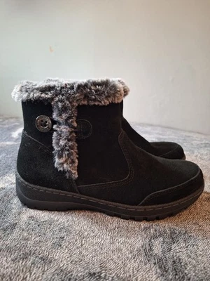 KHOMBU Suede Faux Fur Boots IRIS Womens 6M Black Booties Side Zip Cozy Style - Image 1 of 4