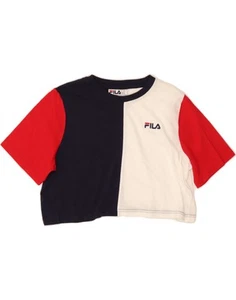 FILA Womens Crop T-Shirt Top UK 14 Medium Multicoloured Colourblock Cotton DC49 - Picture 1 of 3