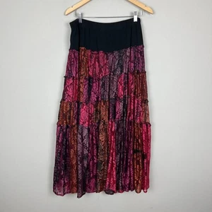 Maxi Falda de Terciopelo Medianoche para Mujer Grande Encaje con Volantes en Niveles Y2K Boho Hippie Fairy - Imagen 1 de 11
