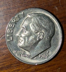 1982 P 10c Dime Full Torch Bands Double Struck Rpm Partial Collar Error Ms - Picture 1 of 13
