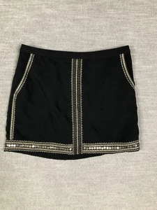 Madewell Skirt Womens 2 Black Embroidered Beaded Mini Polyester Style F9066 - Picture 1 of 11