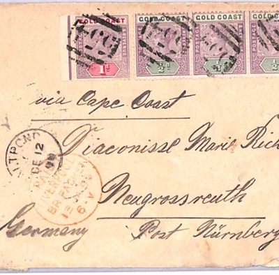GOLD COAST QV Cover SALTPOND CDS *554* Numerals 1899 Liverpool Packet SHIPS XH46 - Image 1 of 4