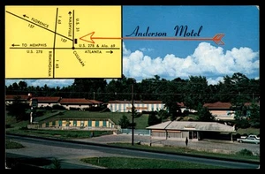 Postcard Anderson Motel Exterior View with Map Inset, Cullman, AL - Bild 1 von 2