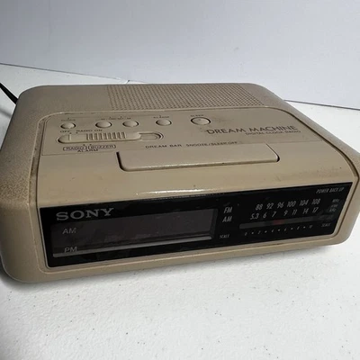 Sony Dream Machine ICF-C240 AM FM LED Alarm Clock Radio Tan Beige Tested & Works - Image 1 of 4