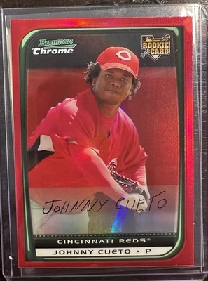 2008 Bowman Chrome Johnny Cueto Red Refractor Rookie /5 - Image 1 of 3