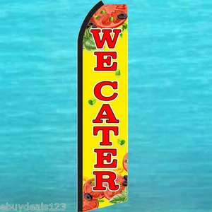 WE CATER SWOOPER FLAG Tall Flutter Feather Vertical Advertising Sign Banner - Picture 1 of 5