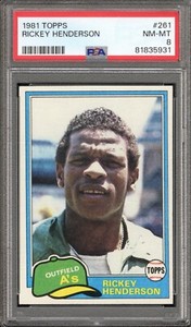 1981 Topps #261 Rickey Henderson PSA NM-MT 8 Oakland Athletics CENTERED VSCARDS