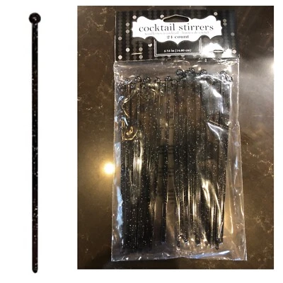 24 Glitzy black glitter Glitz cocktail stirrers Party Decor Drink Stir Sticks - Image 1 of 4