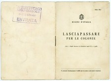 A500_Regno D'Italia LASCIAPASSARE PER LE COLONIE Tripolitania 1938
