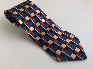 Cravatta uomo Ermenegildo Zegna blu rosso geometrica in seta - Made in Italy - Foto 1 di 5